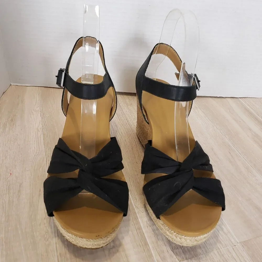 UGG Womens Joslyn Crisscross Canvas Cork Espadrille Wedge Sandals Sz 7 Festival